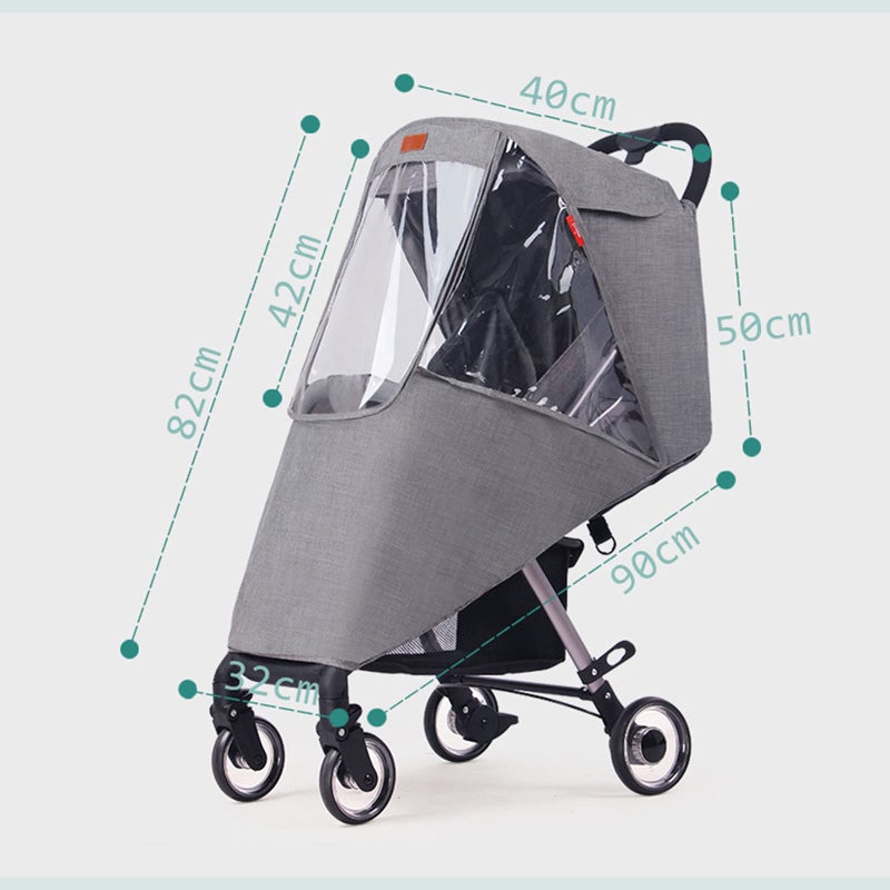 ITODA Universal Rain Cover for Baby Stroller Waterproof Windproof Rainy Weather Guard Air Holes Wind Dust Protection Breathable Shield Elastic Band Transparent Accessories with Storage Pocket - Image 2